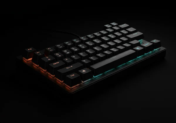 A modern mechanical keyboard with RGB lighting.
