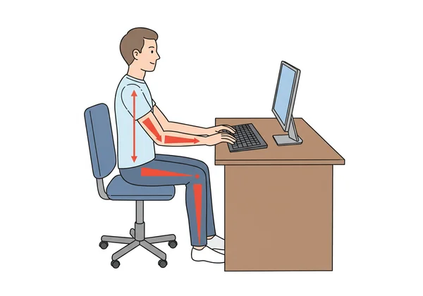 Illustration of correct posture and hand placement.