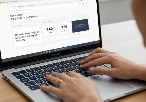 User practicing typing with custom text on a website
