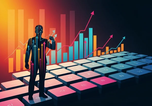 Person achieving career success through typing skills