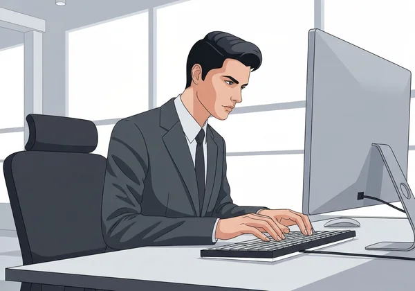 Person typing on a keyboard, showing efficiency