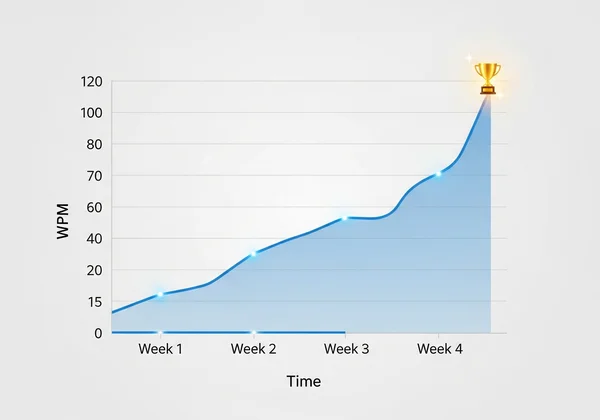 Graph showing typing speed improvement