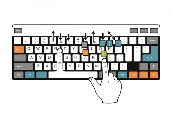 Diagram showing finger placement for touch typing
