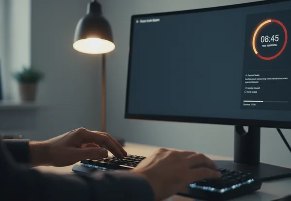 Person typing stressed during a timed test