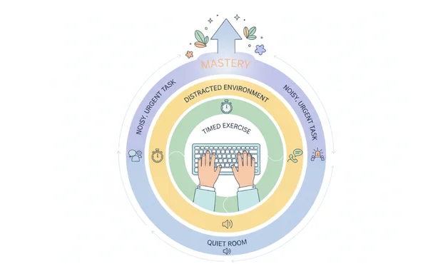 User gradually increasing typing test difficulty